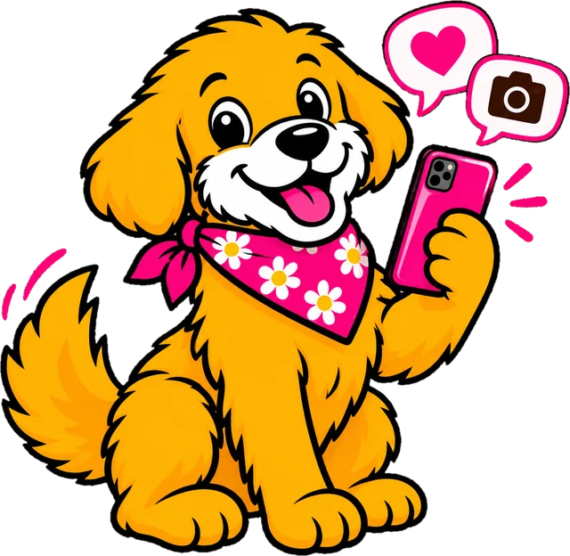 Poopsie Daisy pup sending a photo update from a phone